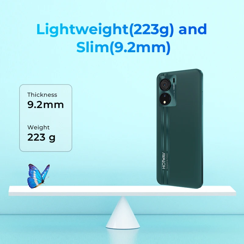 هواتف ذكية HOTWAV Note 12 EF رفيعة للغاية بشاشة 6.8 بوصة عرض كبيرة أندرويد 14 5160 مللي أمبير في الساعة هاتف محمول 4 جيجابايت + 128 جيجابايت ثماني النواة 48 ميجابكسل