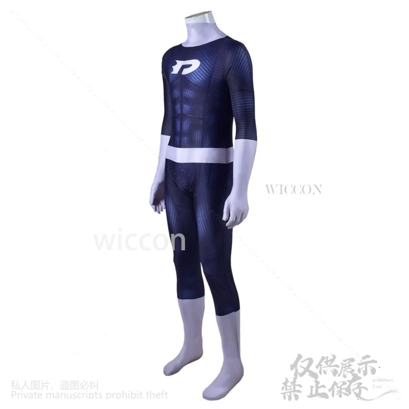 Anime Danny Phantom Cosplay Costume Printed Superheroo Halloween Bodysuit Zentai Suits Danny Fenton Cosplay Jumpsuit Adults Kids