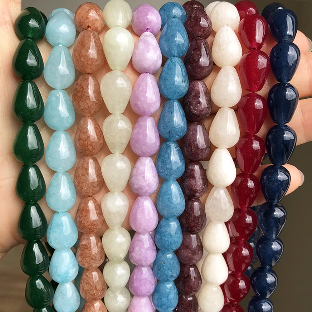 Natural Jade Stone Beads Waterdrop Shape diy Charms Bracelet Earrings Necklace Loose Beading for Jewelry Making Accessories