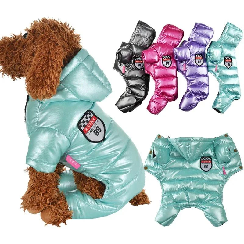 Waterproof Dog Jumpsuit Winter Warm Overalls For Small Medium Dogs Windproof Pet Puppy Hooded Jacket French Bulldog Coat Outfits