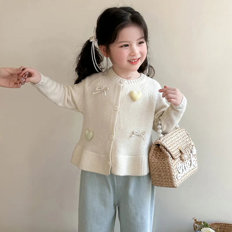 Girls cardigan jacket jumper spring  autumn new fashionable female baby knitwear tops children's clothing spring clothing
