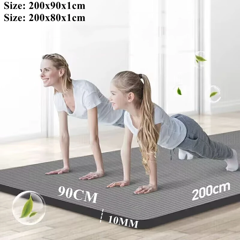 200×90/80cm 10MM Thick Yoga Mat Anti-skid Yoga and Pilates Gymnastics Mat Sports Fitness Mat Comfort Foam Yoga Matt for Exercise