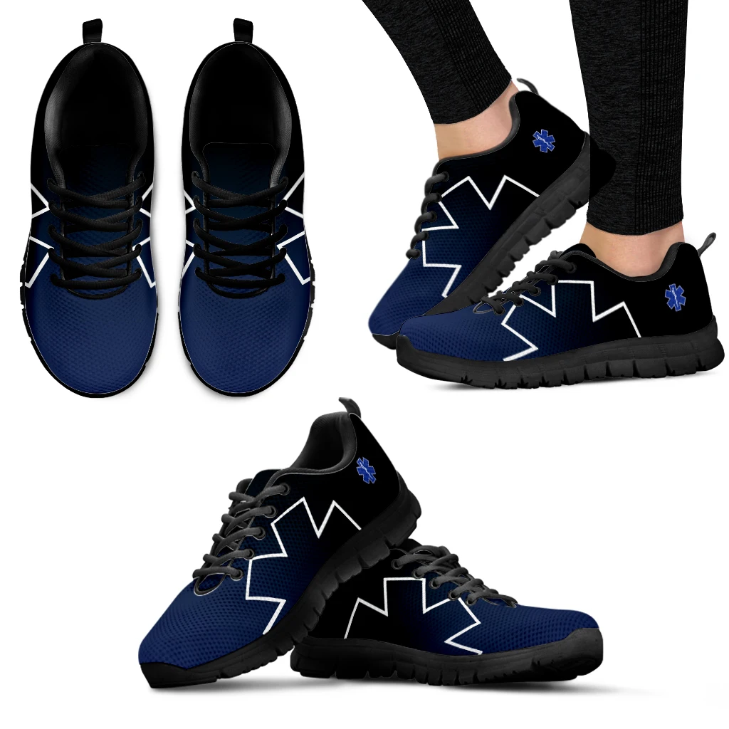 INSTANTARTS Paramedic EMT EMS Pattern Ladies Girls Flat Shoes 2023 Lace up Mesh Sneakers for Women Lightweight Footwear Zapatos