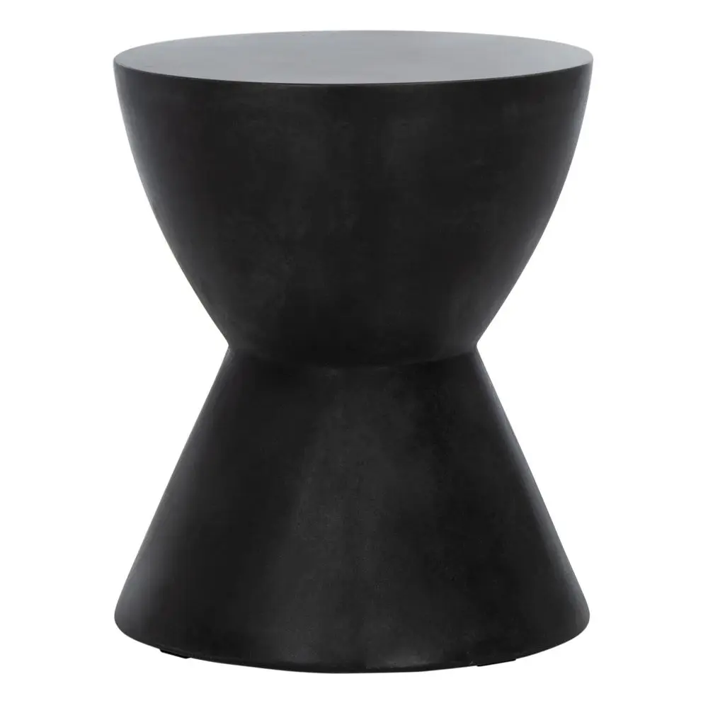 

Outdoor Athena Black Modern Concrete Round Accent Table