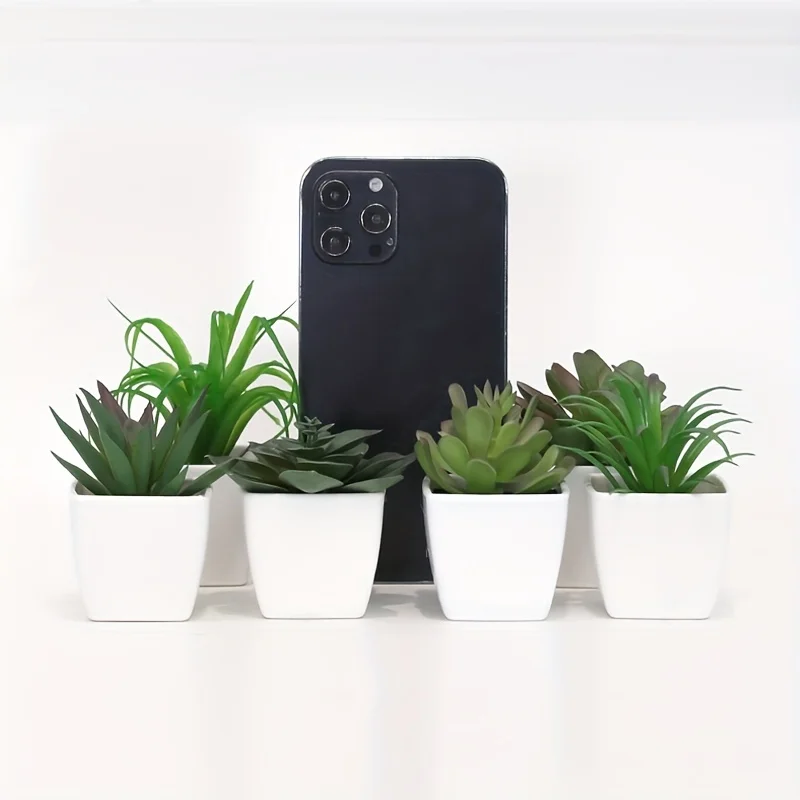 6PCS (1SET) Artificial Plant Evergreen Bonsai, Decorated In Living Homes, Bedroom, Dining Room, Office Desk, Windowsill