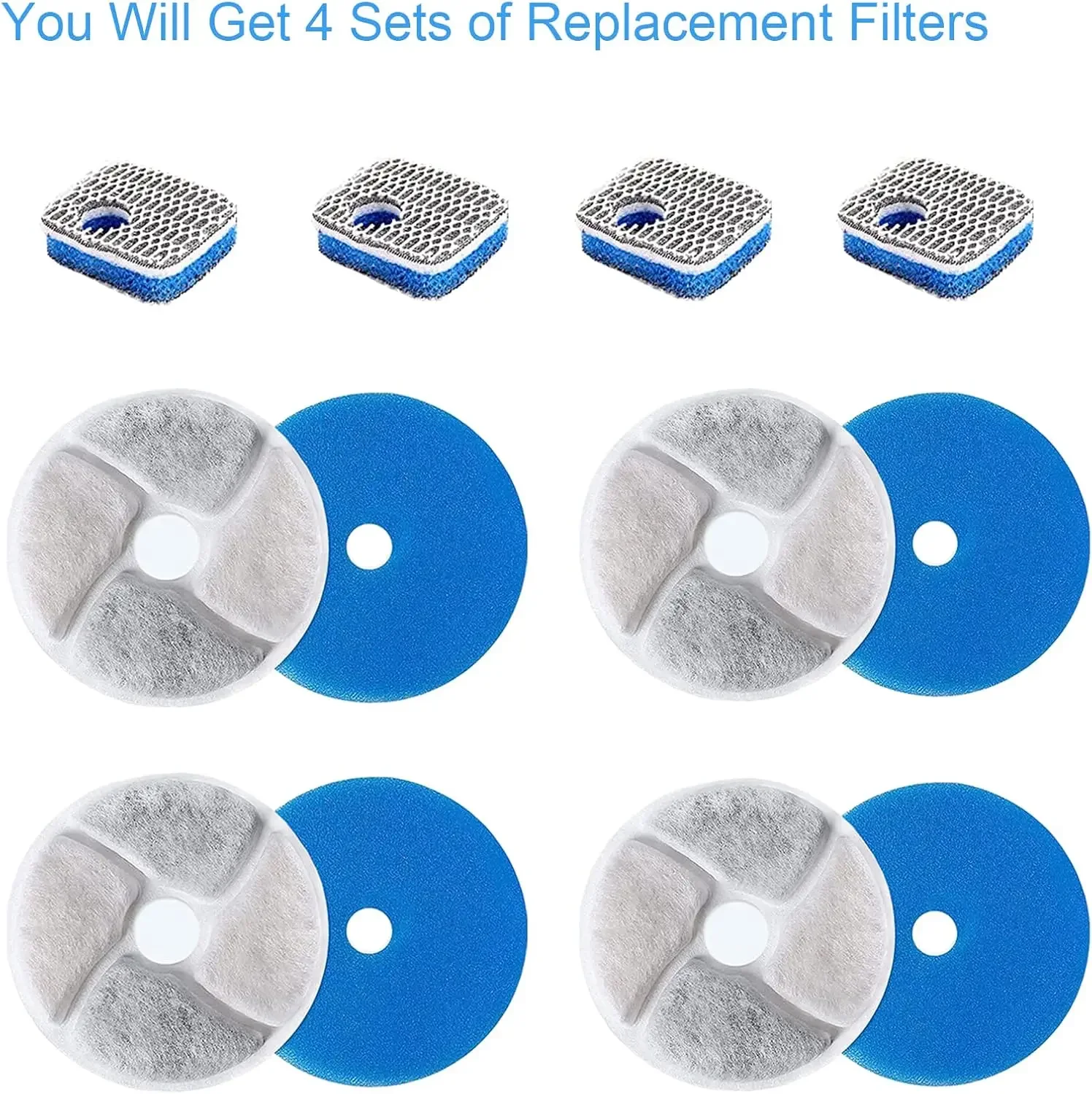 Replacement Activated Carbon Filter For Cat Water Drinking Fountain Replaced Filters For Pet Dog Flower Round Fountain Dispenser