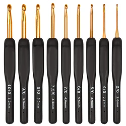 Set di ferri da maglia 9 pezzi all'uncinetto 2.0/2.5/3.0/3.5/4.0/4.5/5.0/5.5/6.0mm maglione all'uncinetto nero strumento per maglieria Set di aghi per cucire