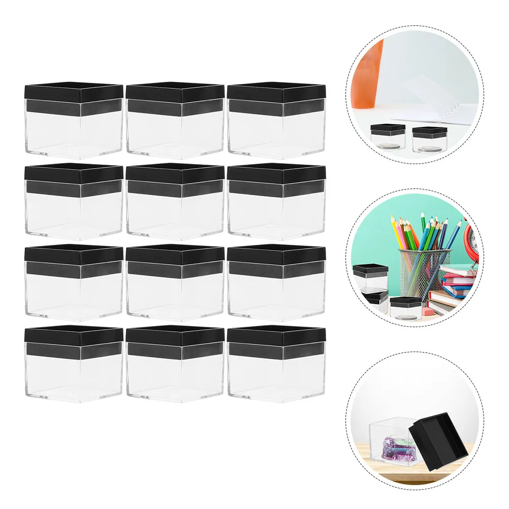 

Набор из 12 прозрачных квадратных контейнеров для образцов: для минералов, бусин, мелких инструментов и рукоделия