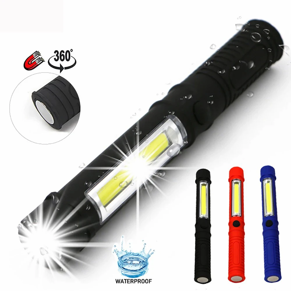 COB LED Work Flashlight Magnetic Base and Clip Multi-Function Pocket Pen Light Inspection Work Light Car Repair Camping edc Tool