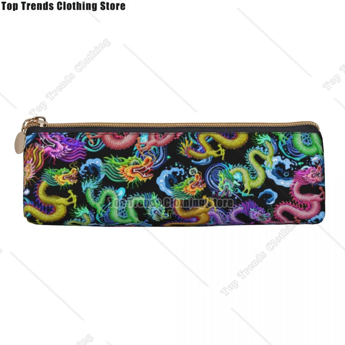 Dragon Storm Pencil Case Colorful Dragons Print Pencil Box Students Retro University Back To School Pencil Cases Stationery