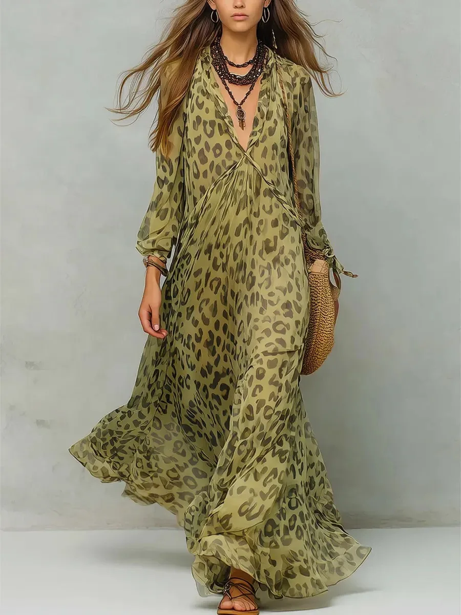 leopard lucia sheer dress Never Fully Dressed Lucia sheer midaxi dress in leopard print