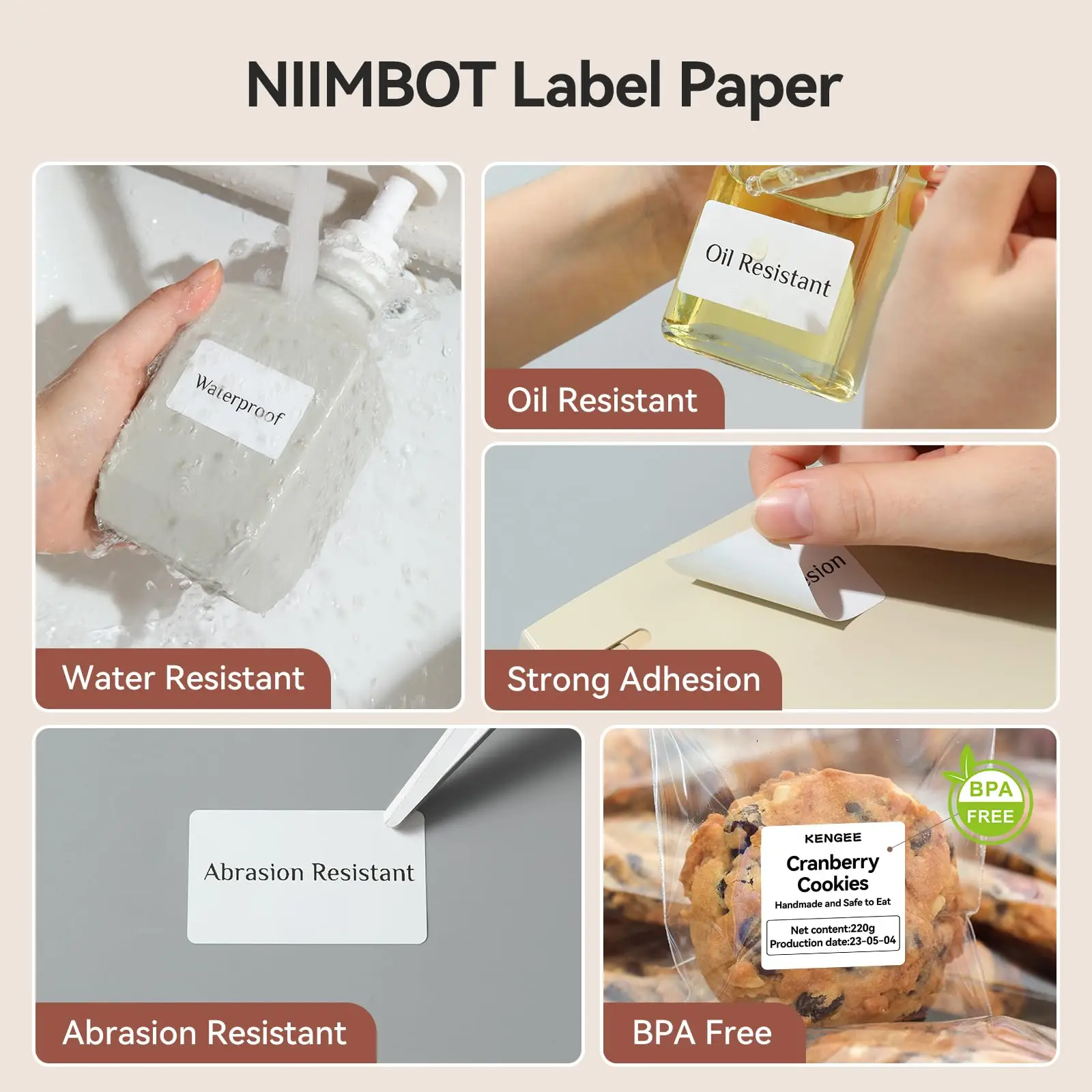 Niimbot B1 B21 White Color Label Paper Roll Sticker Self-adhsive Tag Barcode Name Price Papers for Official B1 B21 B3S Printer