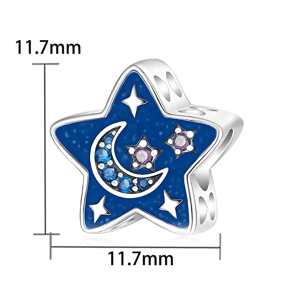 Pan Charms Original Lucky Stars Moon Charm Beads Bracelet Pendant Jewelry