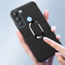 Case For Tecno POP 5 LTE BD4 High Quality Black Protective Shell With Phone Finger Holder TPU Silicone Shockproof Back Cover