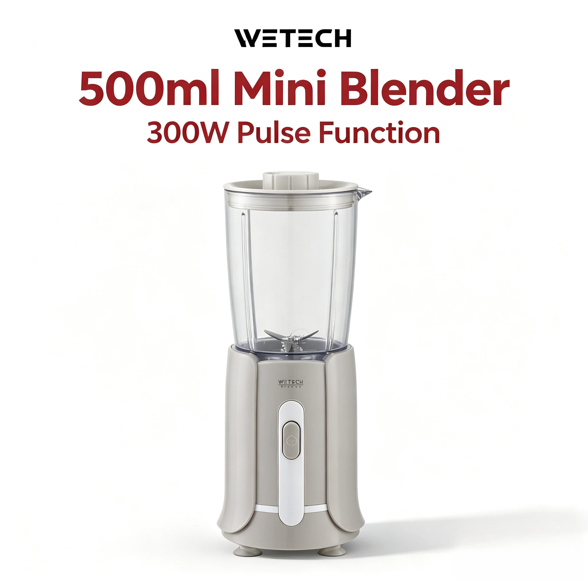 Mini frullatore da 500 ml, 300 W, mixer elettrico per alimenti con funzione pulsante, base antiscivolo, frullatore multifunzionale per succhi e frulla