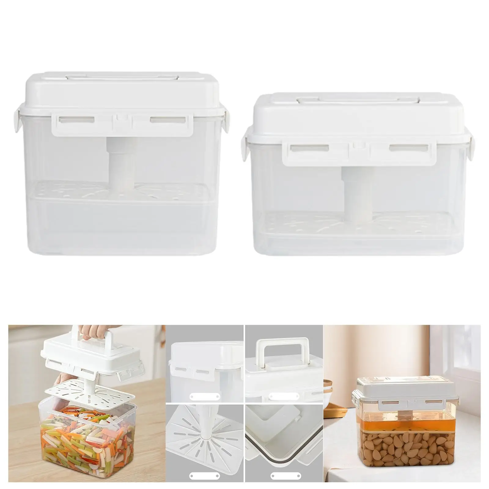 Kimchi Press Ferment Storage Container with Press Plate Rectangle Portable