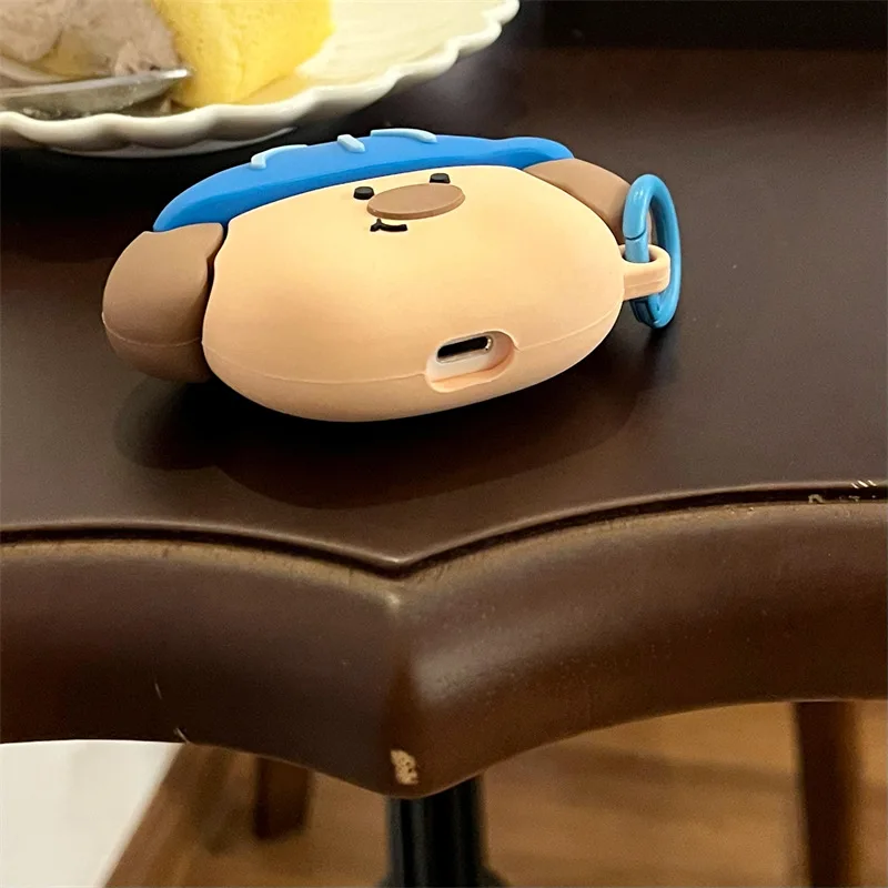 Para funda Airpods Pro 2, funda para perro con sombrero azul de dibujos animados 3D para AIirpods Pro, funda protectora de silicona suave para auriculares para Airpods 1/2