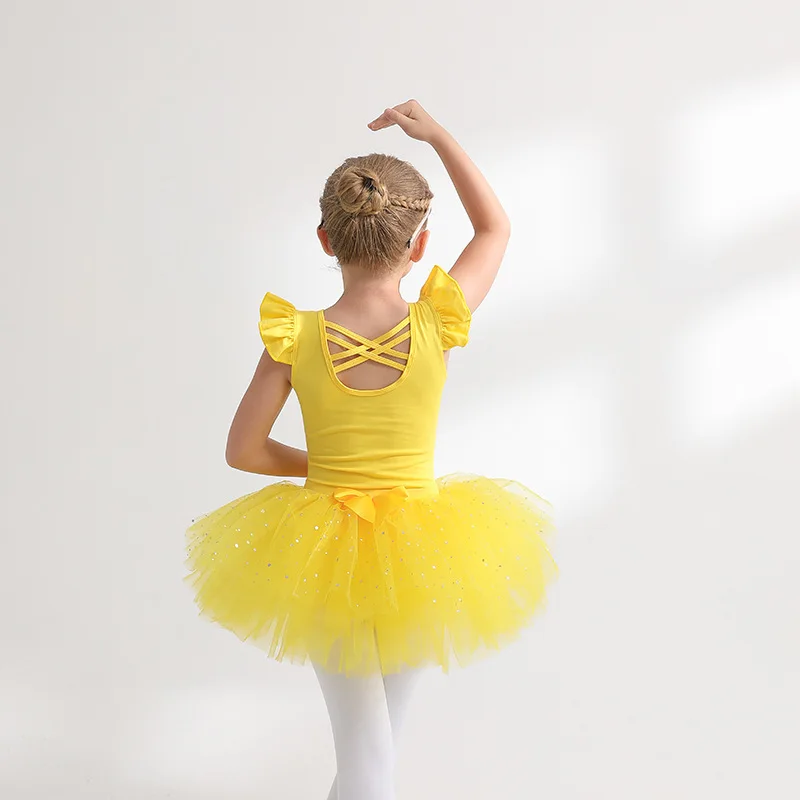 Summer Girls sleeveless black Ballet Dress Sequin gauze skirt kids Ballet training clothing bodysuit dance costume Tutu skirt