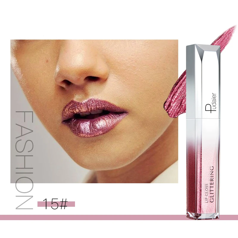 Brillo de labios brillante de 18 colores para mujer, lápiz labial líquido de brillo mate de larga duración, brillo de labios de diamante brillante, maquillaje de labios impermeable