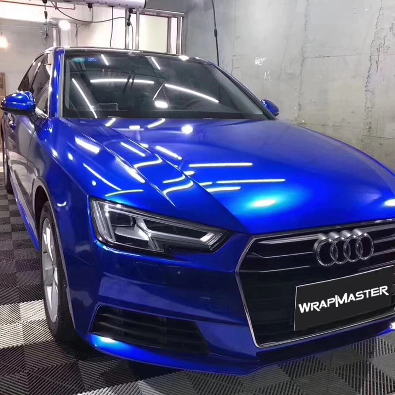 

PET Backing Car Wrap Film Glossy Metallic Deep Blue Car Wrap Solutions