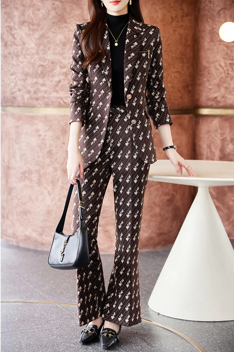 Alyssa Fashionable professional women's two-piece blazer + pants set. Exquisite elegant, new style for autumn winter 2025