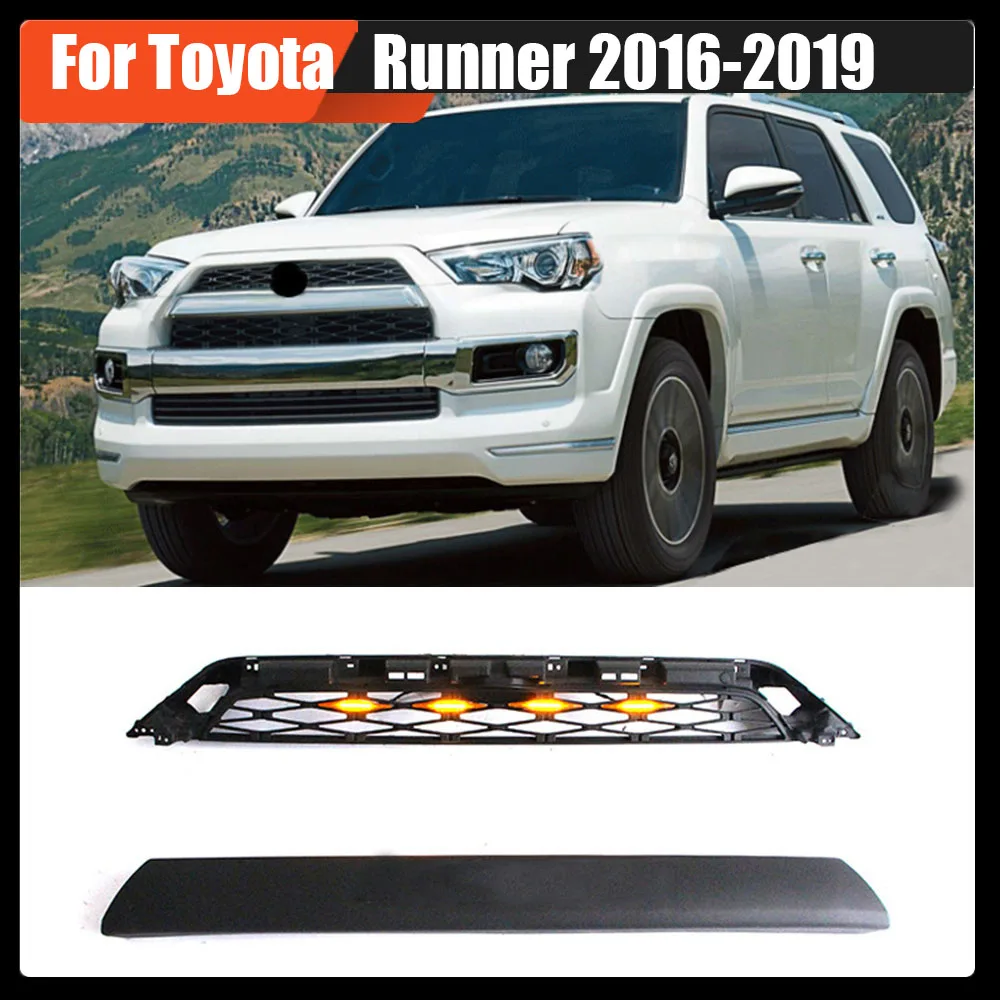 

Front Bumper Grill With Led Mask Grille Racing Grills Hood Mesh Facelift Car Exterior Accessories For Toyota 4Runner 2016-2019