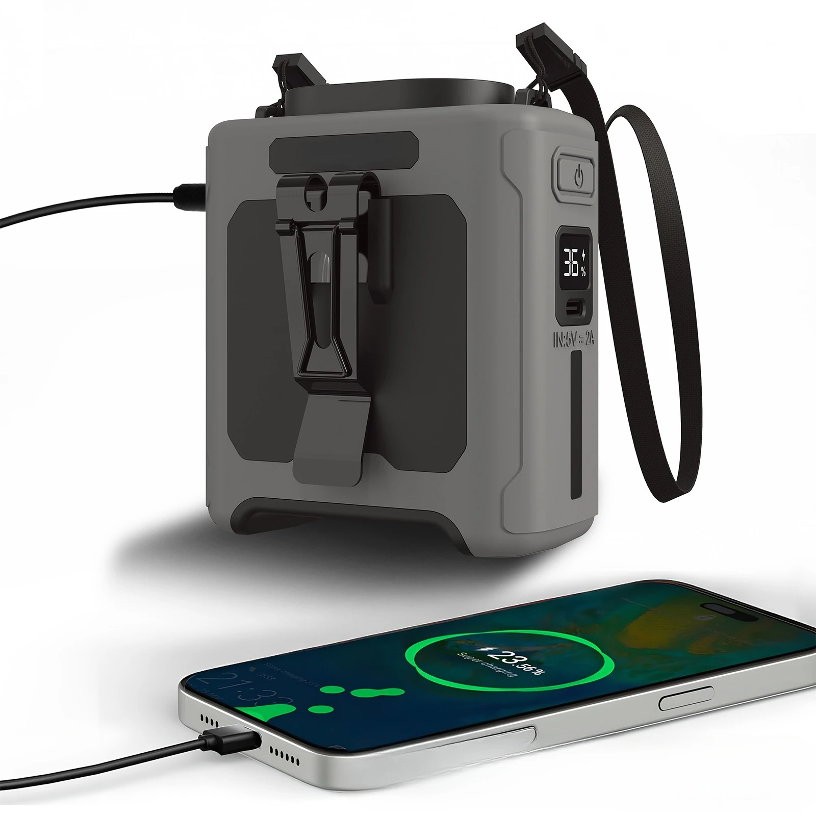 USB عالي السرعة محمول رائع الخصر معلقة مروحة الإضاءة قوة البنك الرياضة في الهواء الطلق مروحة صغيرة باردة للمكتب، هدايا عيد الميلاد #1