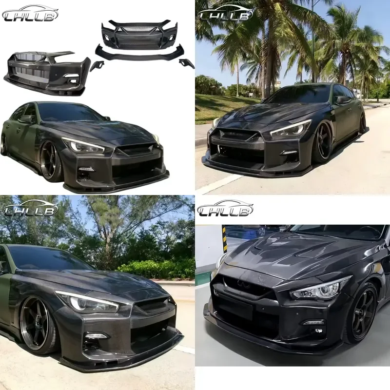 for Infiniti Q50 High Quality Carbon Fiber Front Bumper Customizable Forged Ballistic Weave Twill Weave