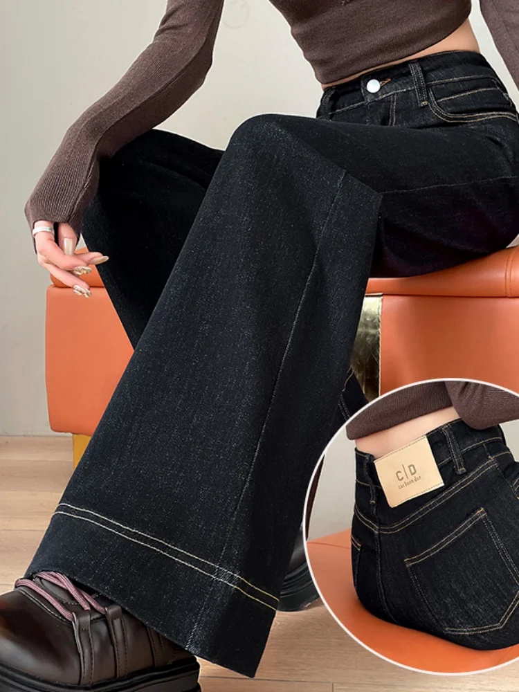 

Fce Lined Thiened Micro Flared Jeans Women's New 2026 Spring plus Size Comfortable Long Pants High Waist Bootcut Denim
