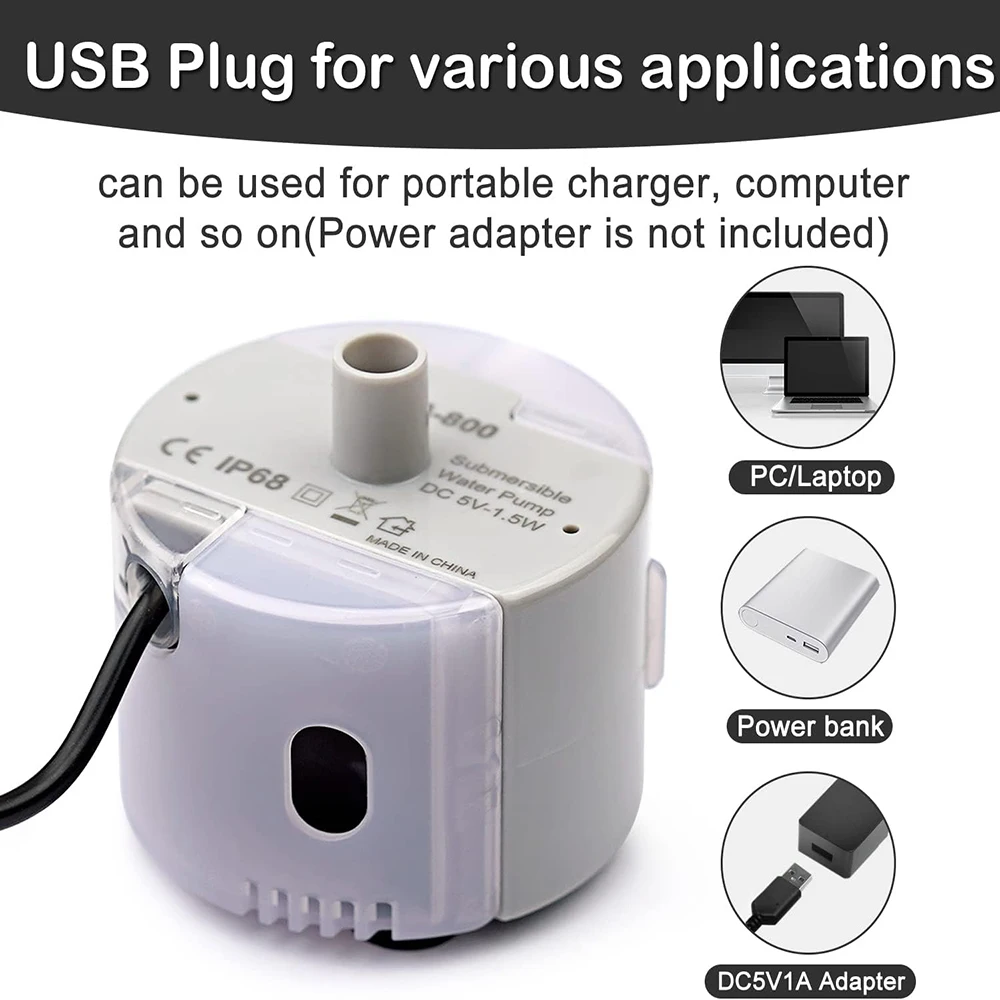1 Stück Wasserpumpe für Haustier-Trinkbrunnen, Bürstenlose Wasserpumpe 5V DC Ultra-Leise USB (Nur Wasserpumpe ohne Stecker für Brunnen) – Detail 7