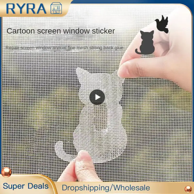 Screen Window Sticker Cat Shaped Window Screen Repair Window Net Anti-Insect Mosquito Mesh Broken Holes Repair Patch Tools