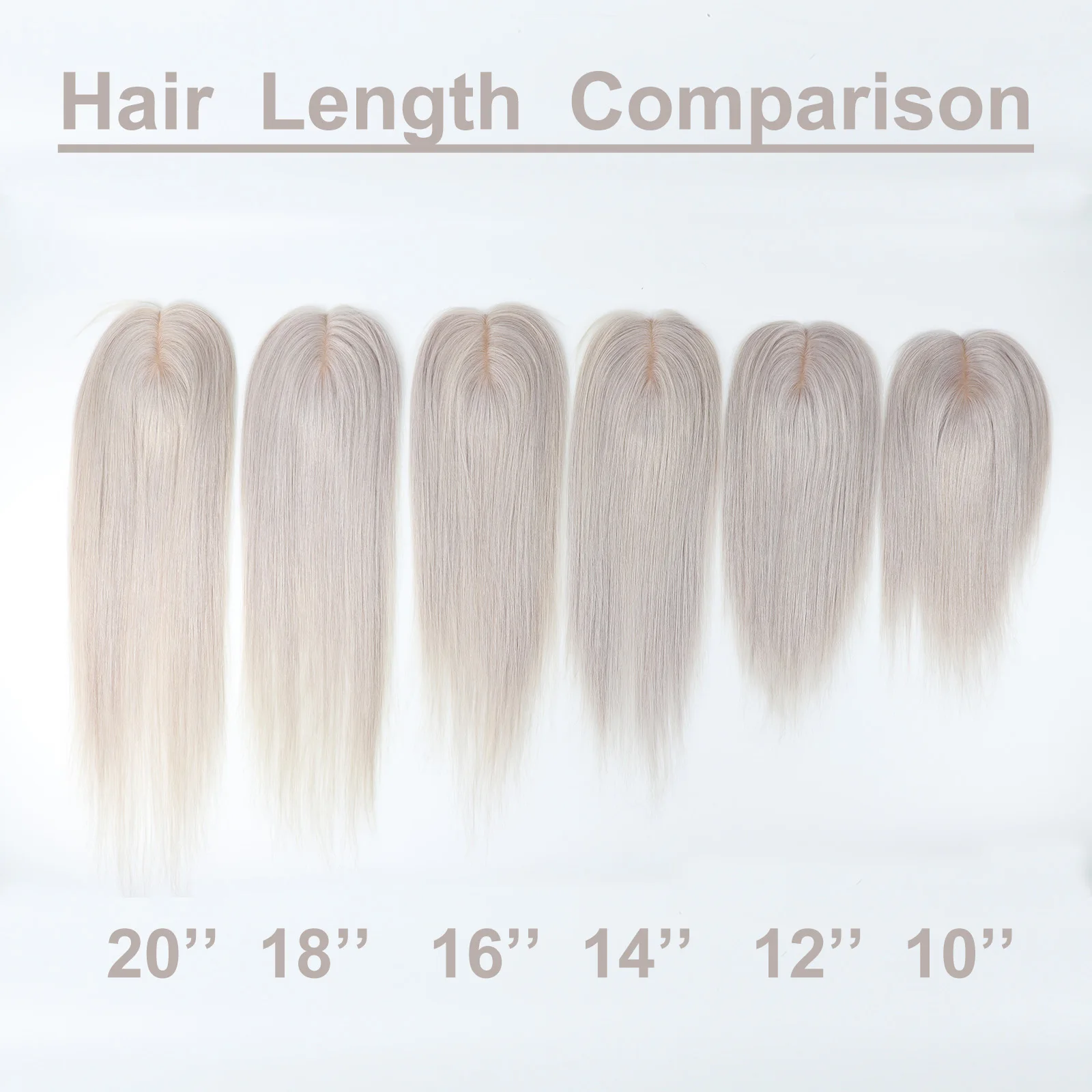 

#60 Platinum Blonde Human Hair Topper with Clips in Virgin Hair 8x12cm Silk Skin Top Cover for Women PU around Natural Scalp