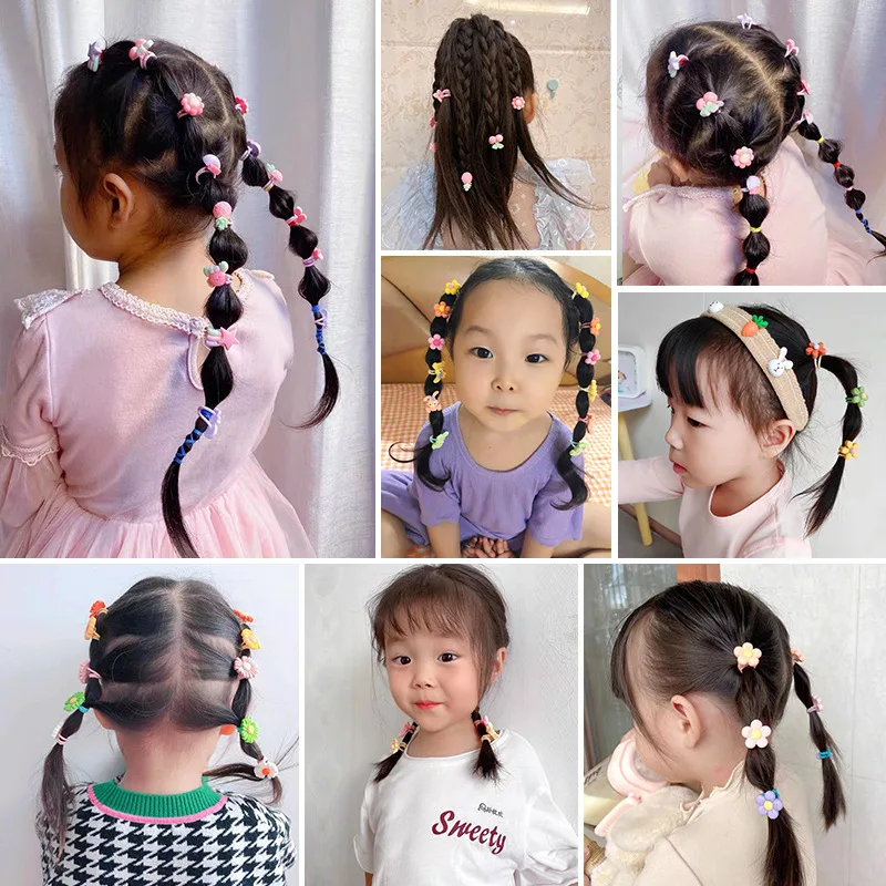 10PCS Cartoon Animals Cute Hair Bands Girls Elastic Rubber Band Headwear Hair Accessories Kids Hair Ties Kids Headband Ornaments