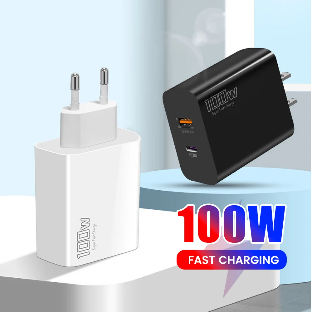 100W USB Type C Charger Super Fast Charging PD QC3.0 USB C Charger Adapter For Samsung Xiaomi Huawei Phone Wall Charger