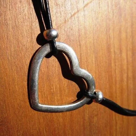 1 Pc Trendy Heart Design Fashion Black Leather Rope Silver Color Necklace Men Women Couple Party Date Gitf Jewelry