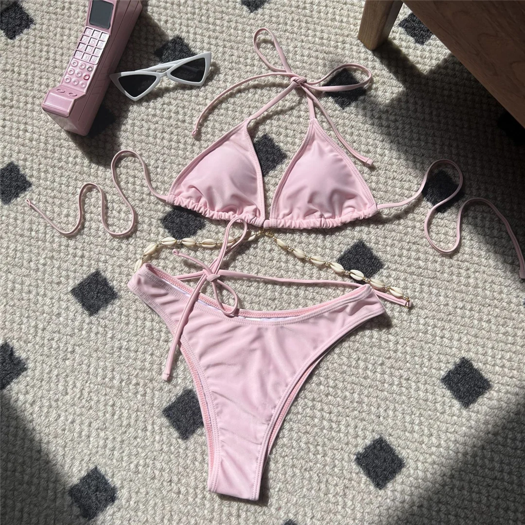 5 Farben, sexy Neckholder-Bikini im Shell-Stil, brasilianischer Bikini, Damen-Badeanzug, zweiteiliges Bikini-Set, Badebekleidung, Badeanzug, Modell V5469. – Detail 27