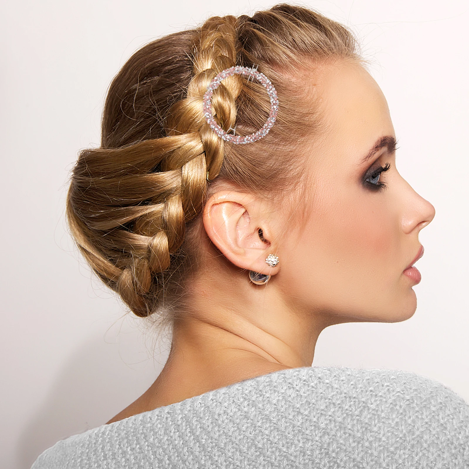 

3Pcs Full Rhinestone Hair Clips Elegant Round Alloy Hairpin Party Hair Accessories Crystal Barrettes for Women