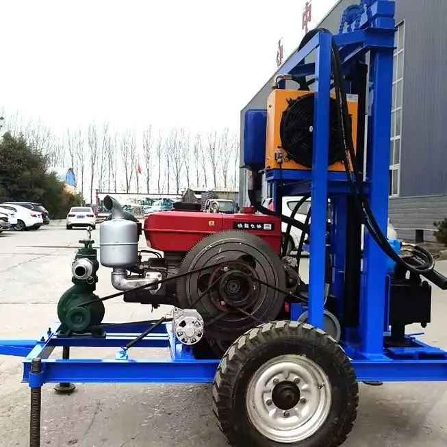 

Индивидуальная дизельная гидравлическая буровая установка для водяных скважин, портативная, на колесном или гусеничном ходу, с точным позиционированием, 22-35 л.с., глубина бурения 100-180 м