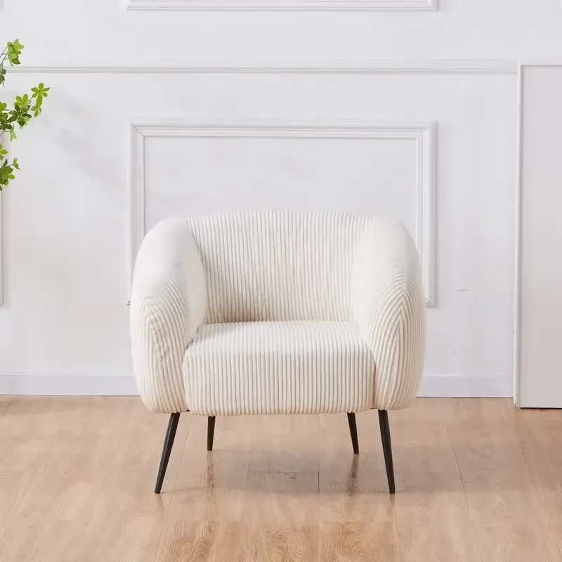 Bestselling Stable Structure Ruffled Corduroy Single Person Casual Chair Comfy Upholstered Living Room Lounge Chair