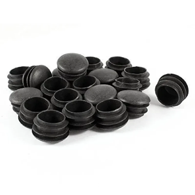 20 Pcs Black Plastic 25mm Dia Blanking End Caps Round Tube Insert