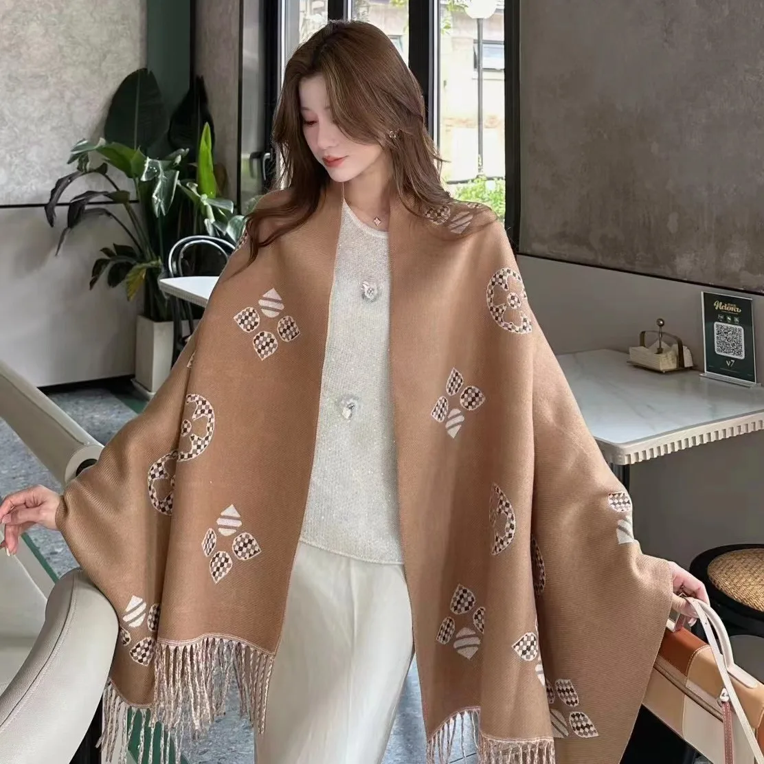 Kaschmirs chal für Frauen dicke warme Winter decke Marke weibliche Luxus qualität Schal Wrap Bufanda 2024 Poncho Echarpe Pashmina