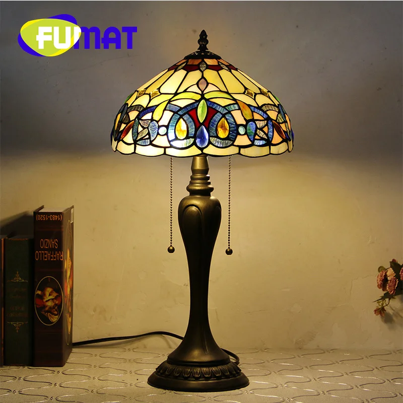 FUMAT Tiffany 12 inch task lamp creative geometry type hand Mosaic style decoration living room study bedroom desk lamp