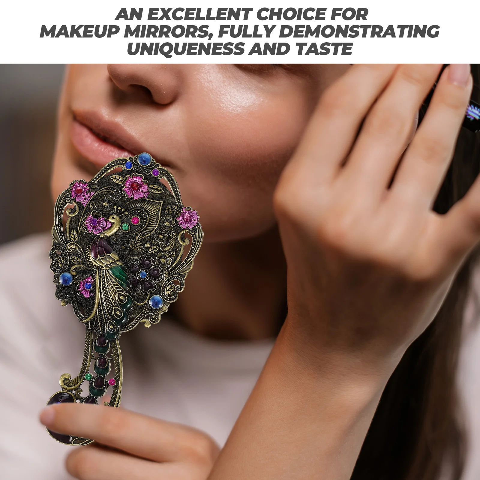 

1Set European Vintage Peacock Makeup Mirror Comb Compact Portable Travel Pocket Mini Mirror Set European Comb