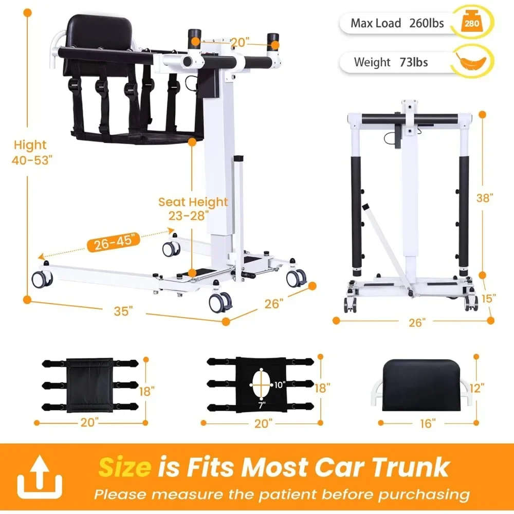 Wheelchair Lift Transfer Chair,Transfer Chair,Foldable Portable Car Transfer Lift,Rolling Shower Chairs for Disabled