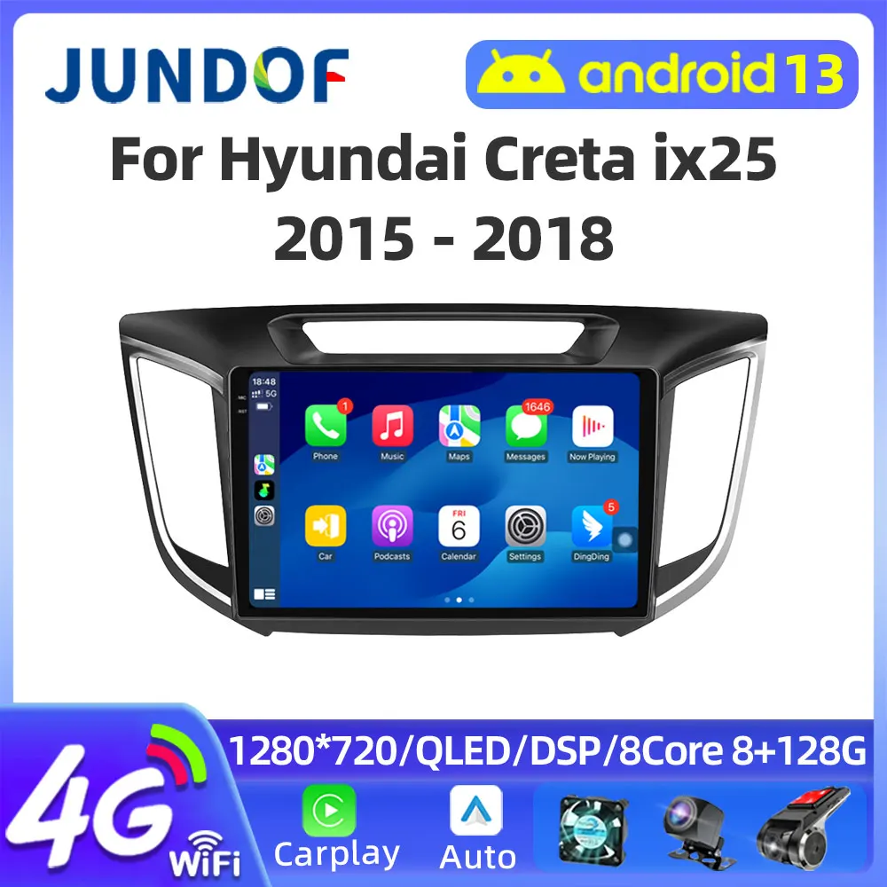 

2 Din Android 13 Car Radio For Hyundai Creta ix25 2015-2019 Multimedia Video Player GPS 4G Carplay Auto Stereo RDS DVD Head Unit