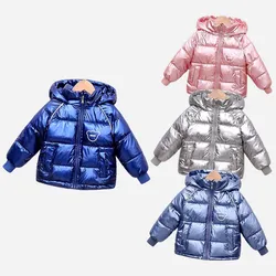 Winter Thickened Coat Boys Warm Parkas Girl Hooded Waterproof Jacket Children Cartoon Outerwear New Solid Color Cotton Clothes