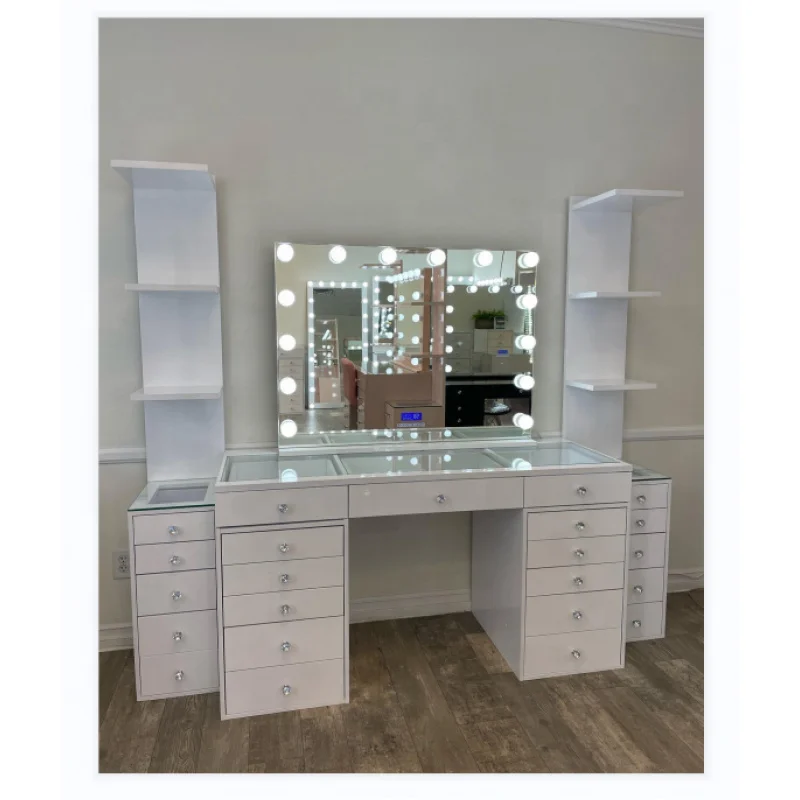 custom.LED Lighted Mirror Makeup Dressing Table - European & USA Style Bedroom Vanity Set, Bedroom Furniture & Beauty