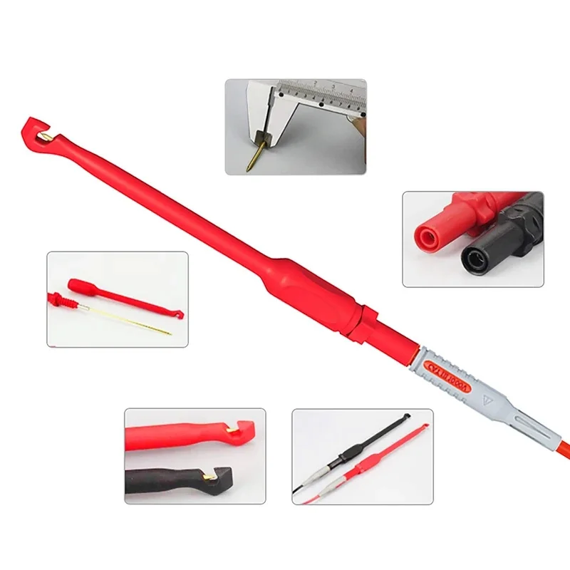 Kit Uji Multimeter dengan Probe Penusuk Kawat, Steker Pisang 4mm, Set Probe Pengait Penusuk untuk Elektronik 1000V/20A