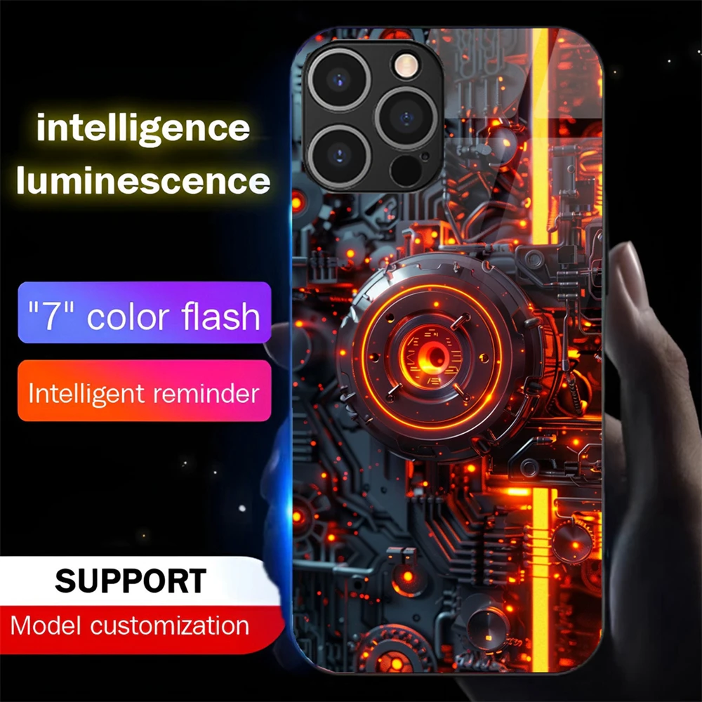 

Mechanical PCBA Luminous Phone Case LED Light Glass Shockproof Cover For Samsung S25 S24 S23 S22 S21 S20 FE Note 20 Plus Ultra