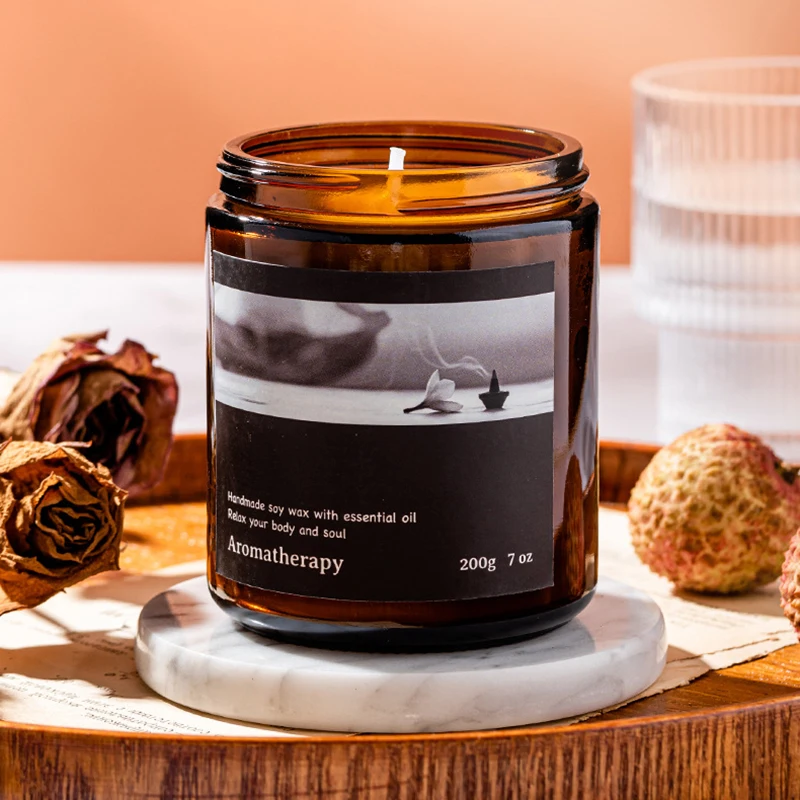 

Gemos 7 OZ Large Brown Cup Aromatherapy Candle Tabletop Decoration 45 Hours Burn Time Natural Soy Scented Candles Gift for Women